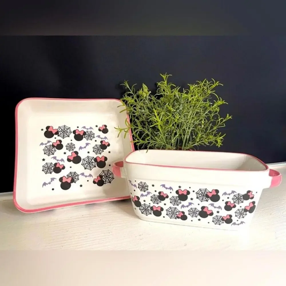 Disney Minnie Mouse Halloween Ceramic Bakeware Set NWT